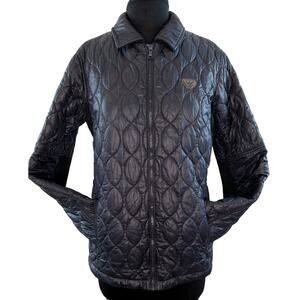 Armani Junior Navy Blue Quilted Puffer Elbow Patch Full Zip Jacket Kid 16 175cm